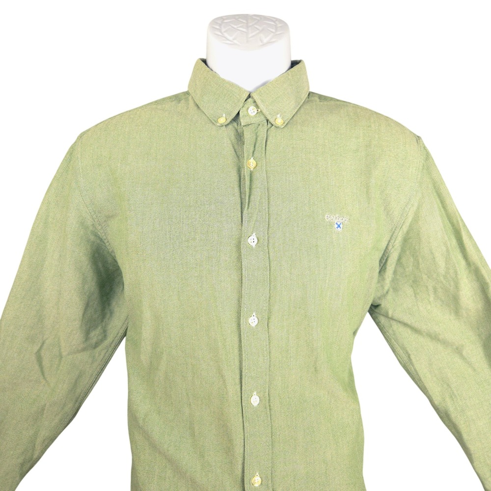 Barbour Oxford 3 Tailored Fit Green Cotton Button Down Shirt MSH4483GN51 Mens